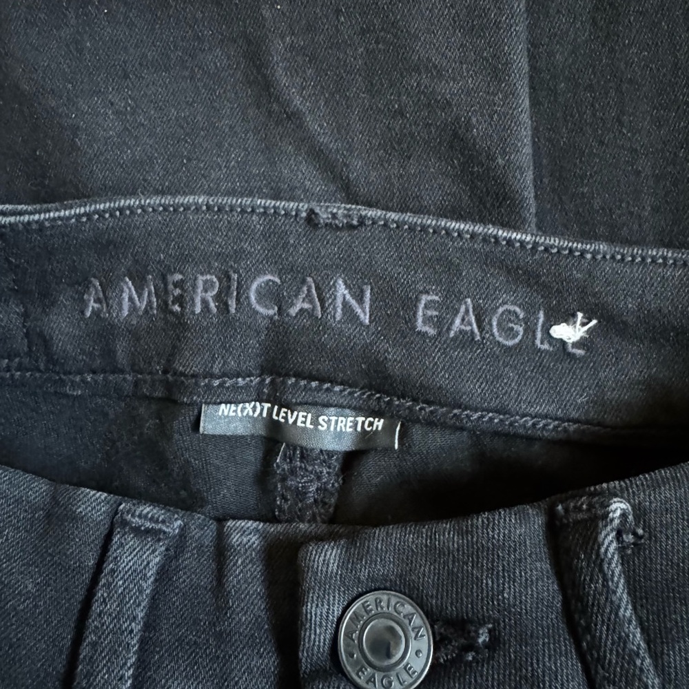 American Eagle AE Curvy Highest Rise Flare Black Button Fly Jeans Size 00 - Picture 5 of 11